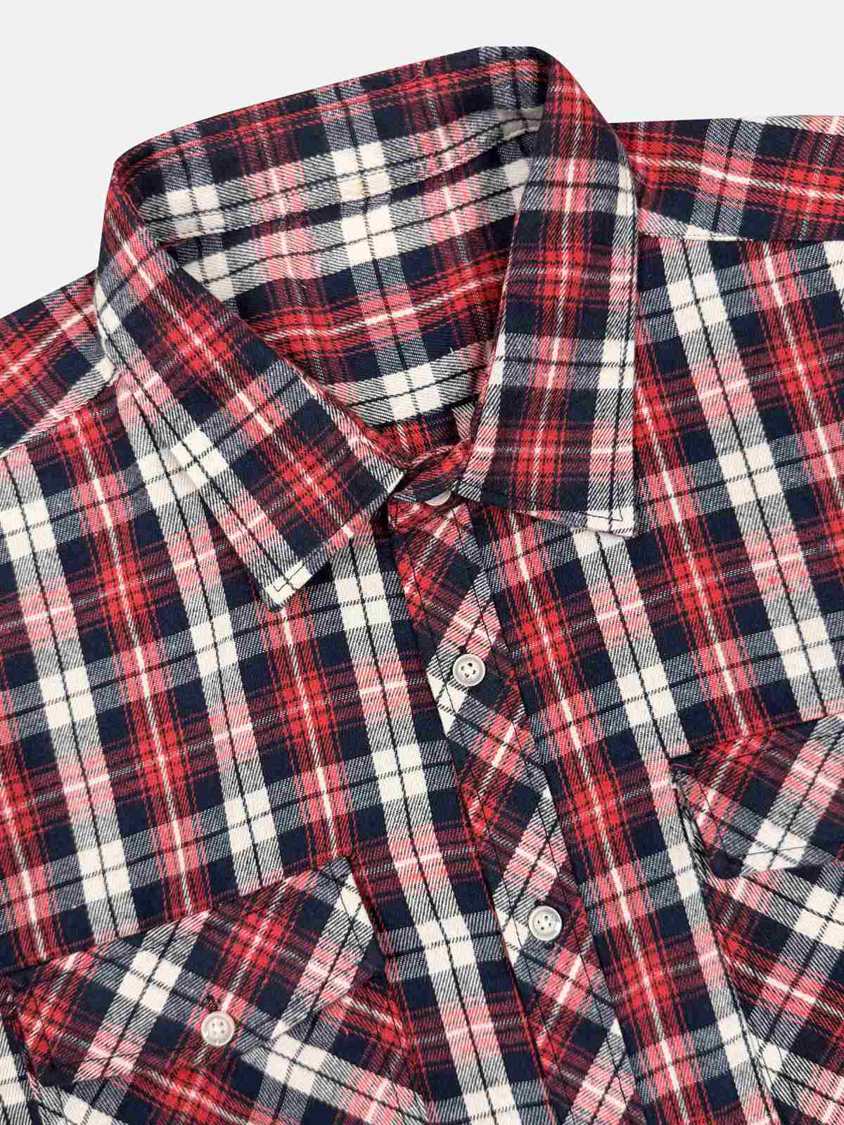 Men's Brushed Plaid Double Pocket Long Sleeve Flannel Shirt Eleven Oasis