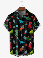 Men's Space Dinosaurs Short Sleeve Casual ShirtMens short sleeve shirts Big and tall Mens shirts Short sleeve shirts for men Mens 4xl shirts Casual short sleeve shirts