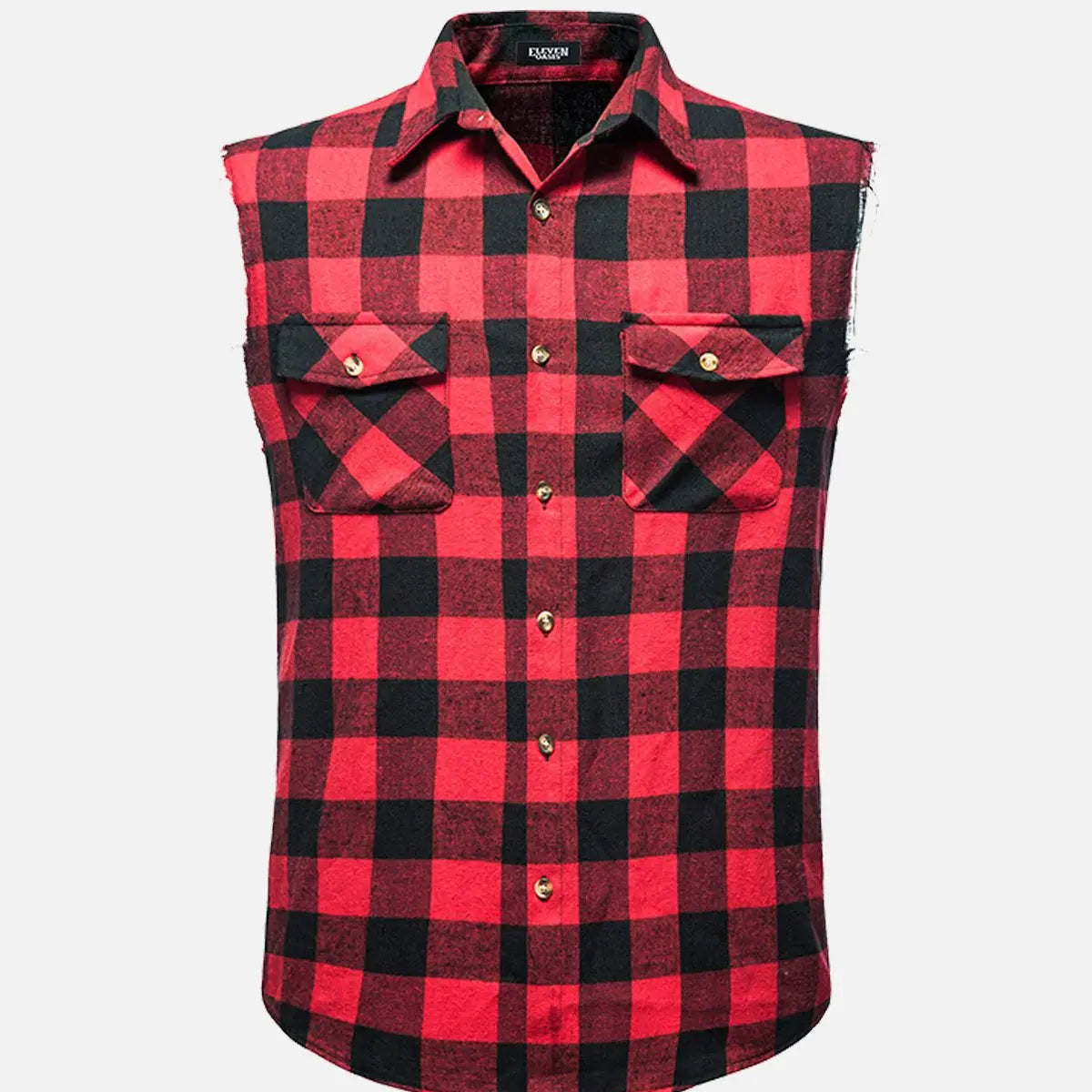 Men's Buffalo Plaid Sleeveless Shirt Eleven Oasis