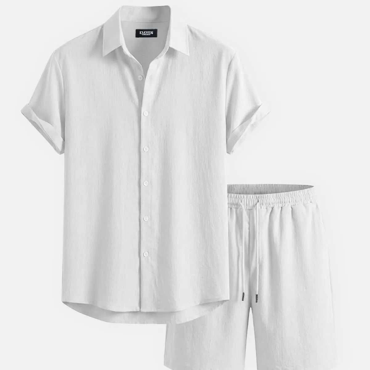 Men's Casual Textured Slim Fit Short Sleeve Shirt and Shorts Set Eleven Oasis