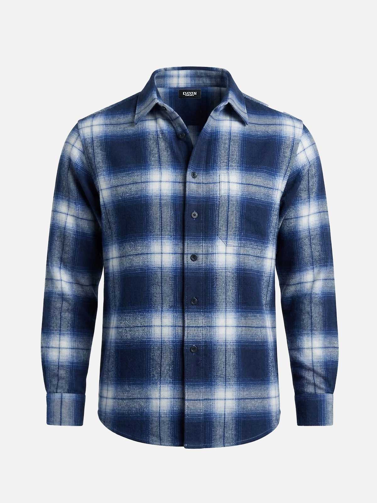 Men's Brushed Cotton Ombre Plaid Long Sleeve Shirt Eleven Oasis