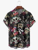 Men's Skulls and Skeletons Short Sleeve Casual ShirtMens short sleeve shirts Big and tall Mens shirts Short sleeve shirts for men Mens 4xl shirts Casual short sleeve shirts