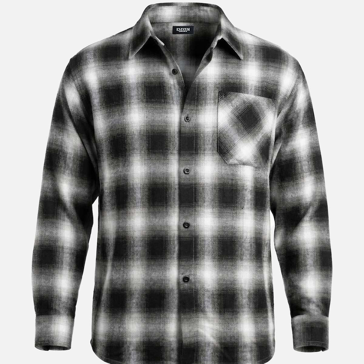 Men's Shadow Plaid Pocket Long Sleeve Shirt Eleven Oasis
