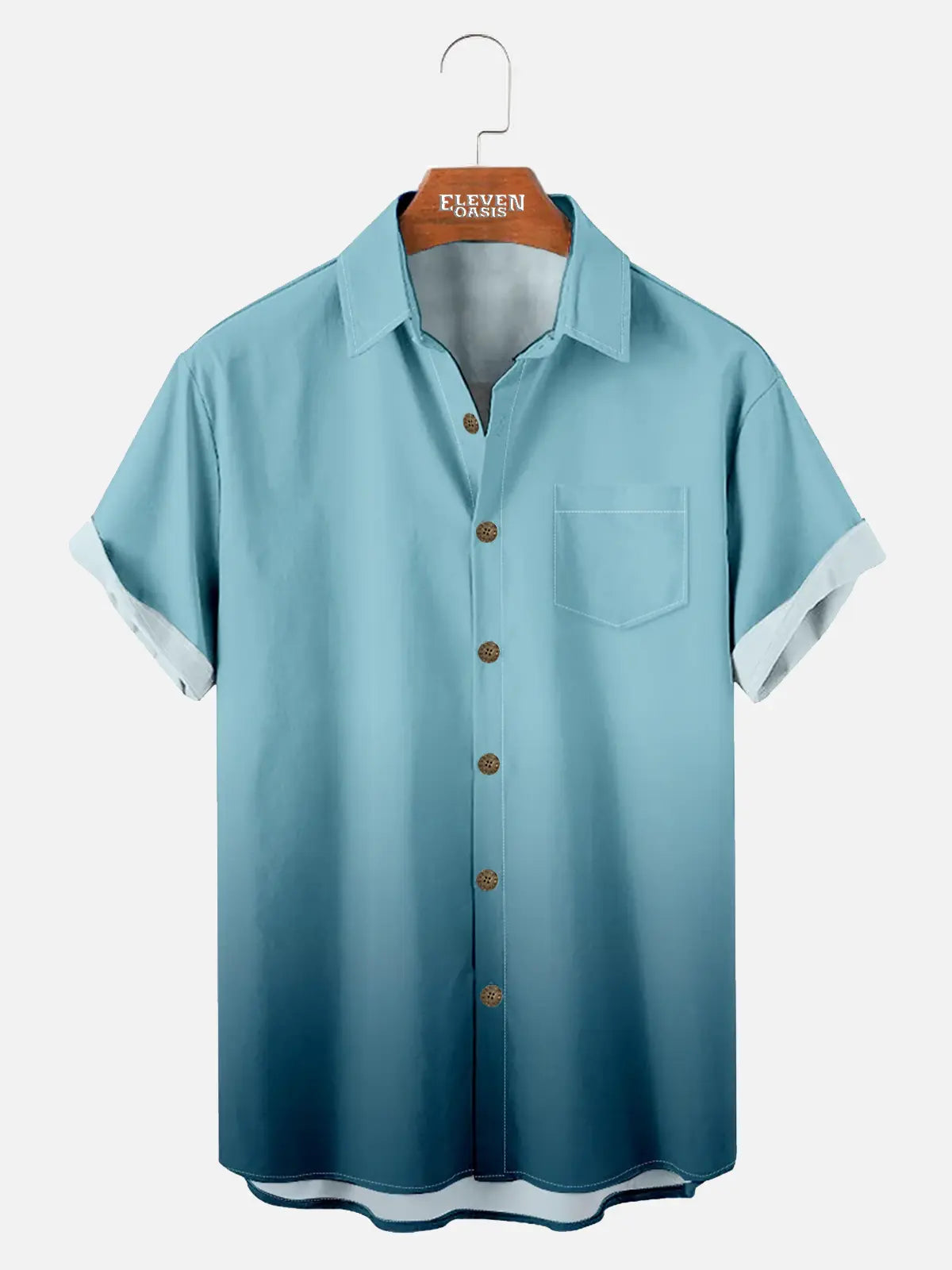Men's Casual Everyday Ombre Shirt with Chest Pocket ElevenOasis