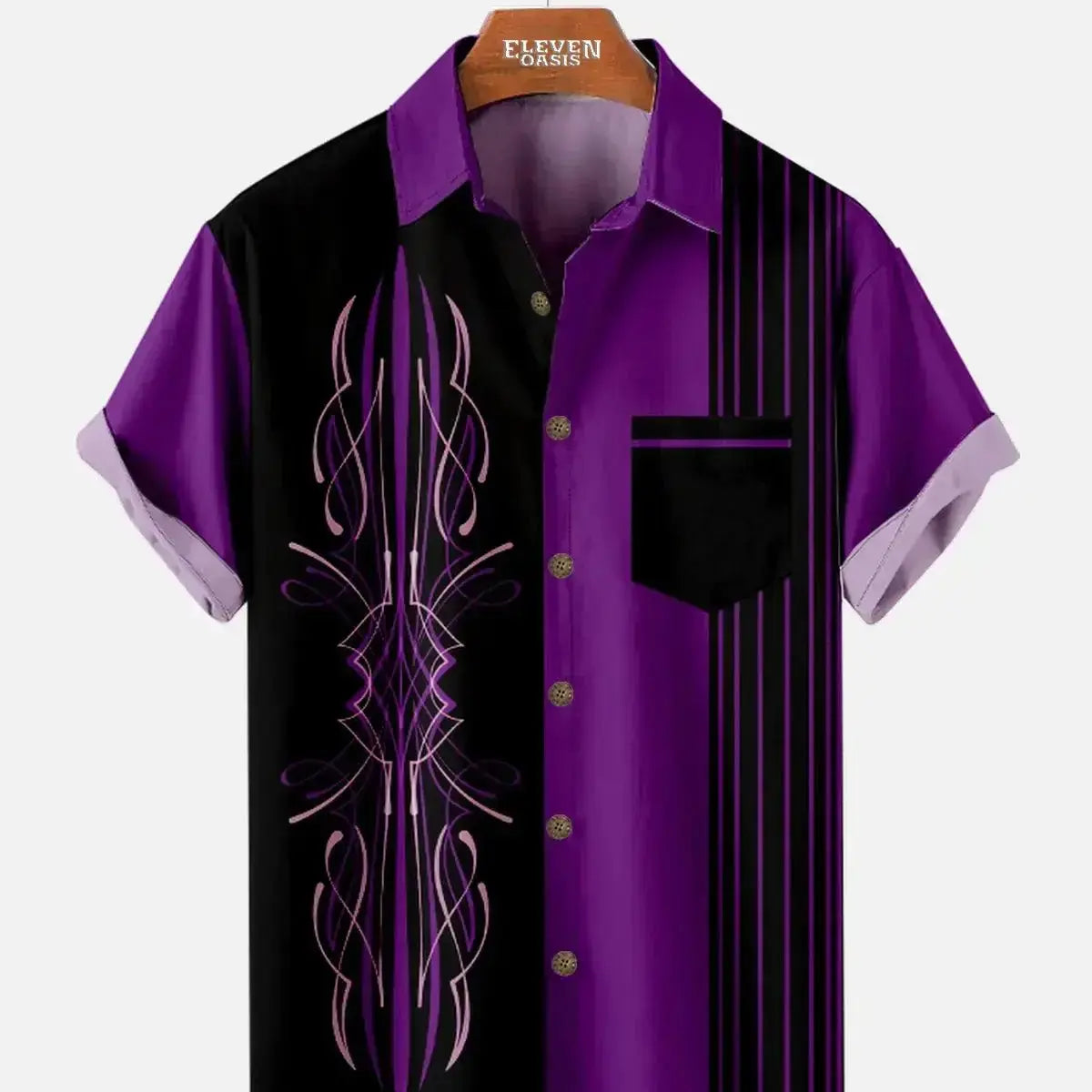 Men's Hot Rod Car Stripe Short Sleeve Shirt ElevenOasis