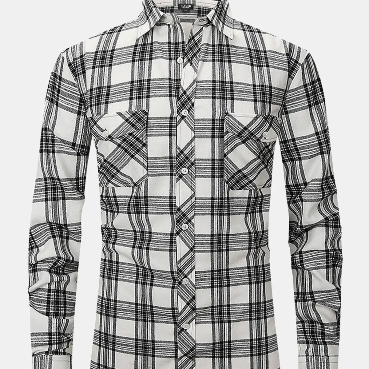 Men's Plaid Button-Down Long Sleeve Shirt ElevenOasis
