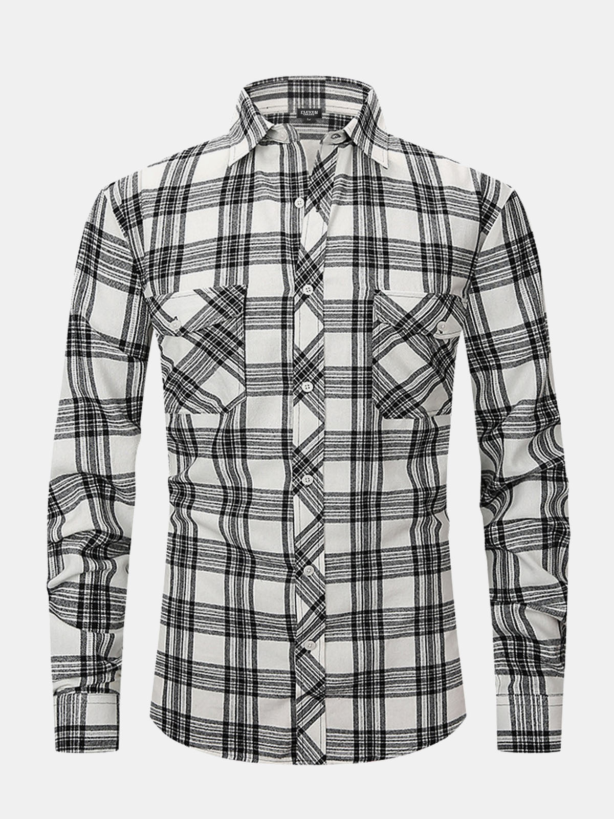 Men's Plaid Button-Down Long Sleeve Shirt ElevenOasis