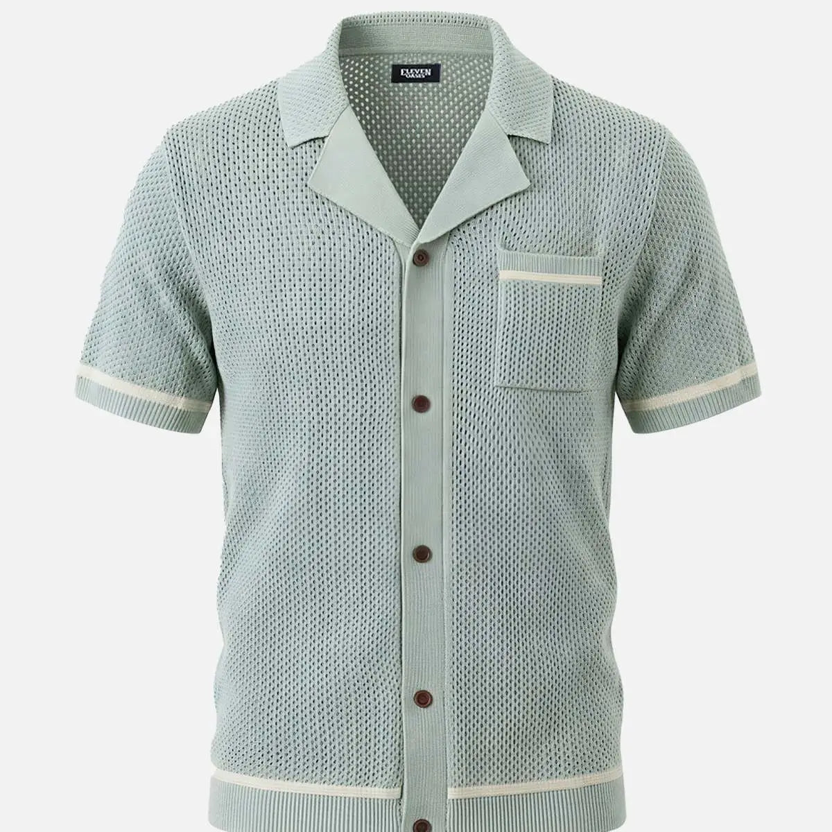 Men's Open Knit Resort Short Sleeve Shirt Eleven Oasis