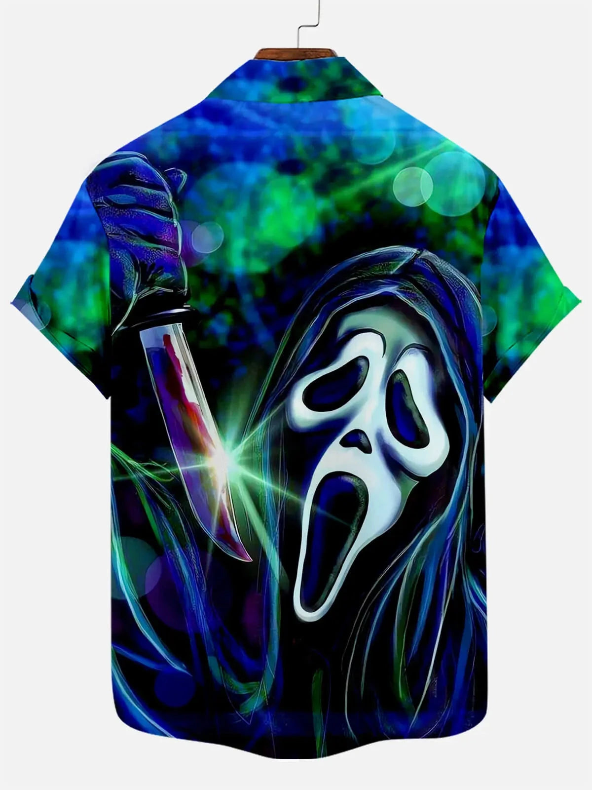 Tall Men's Scream Ghostface Neon Halloween Short Sleeve Shirt Eleven Oasis
