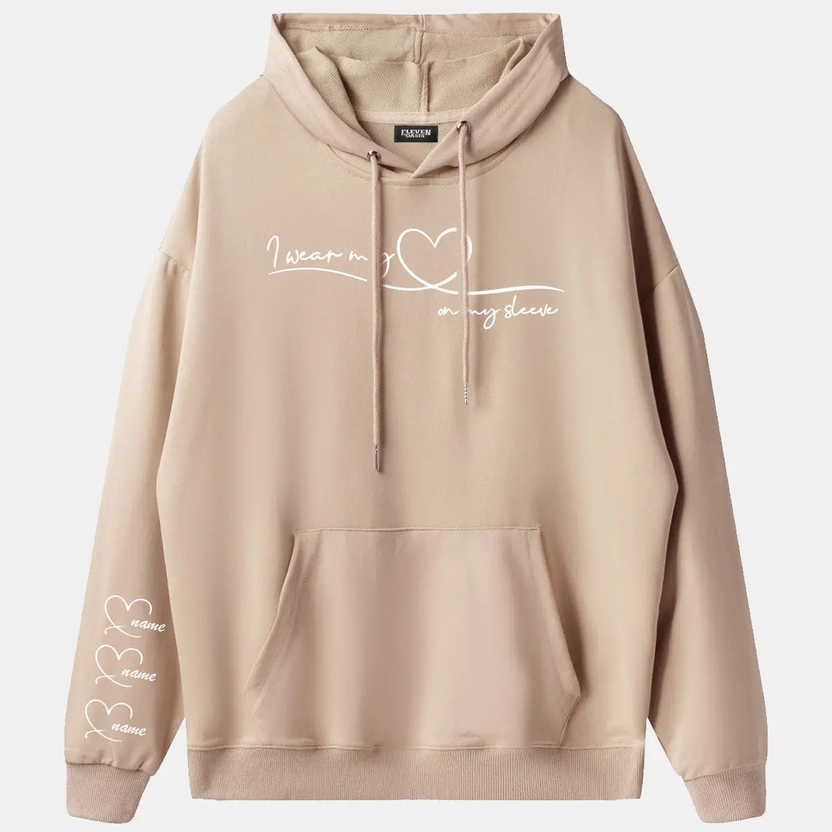 Custom Heart Sleeve Hoodie Eleven Oasis