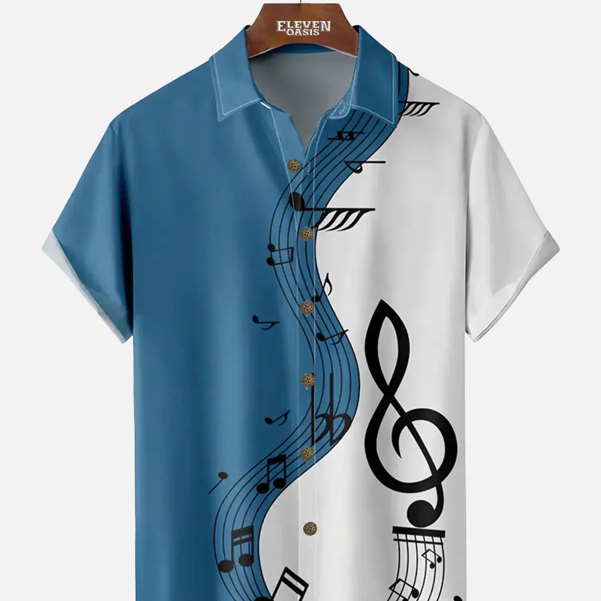 Men's Music Breathable Soft Front Button Short Sleeve Shirt ElevenOasis