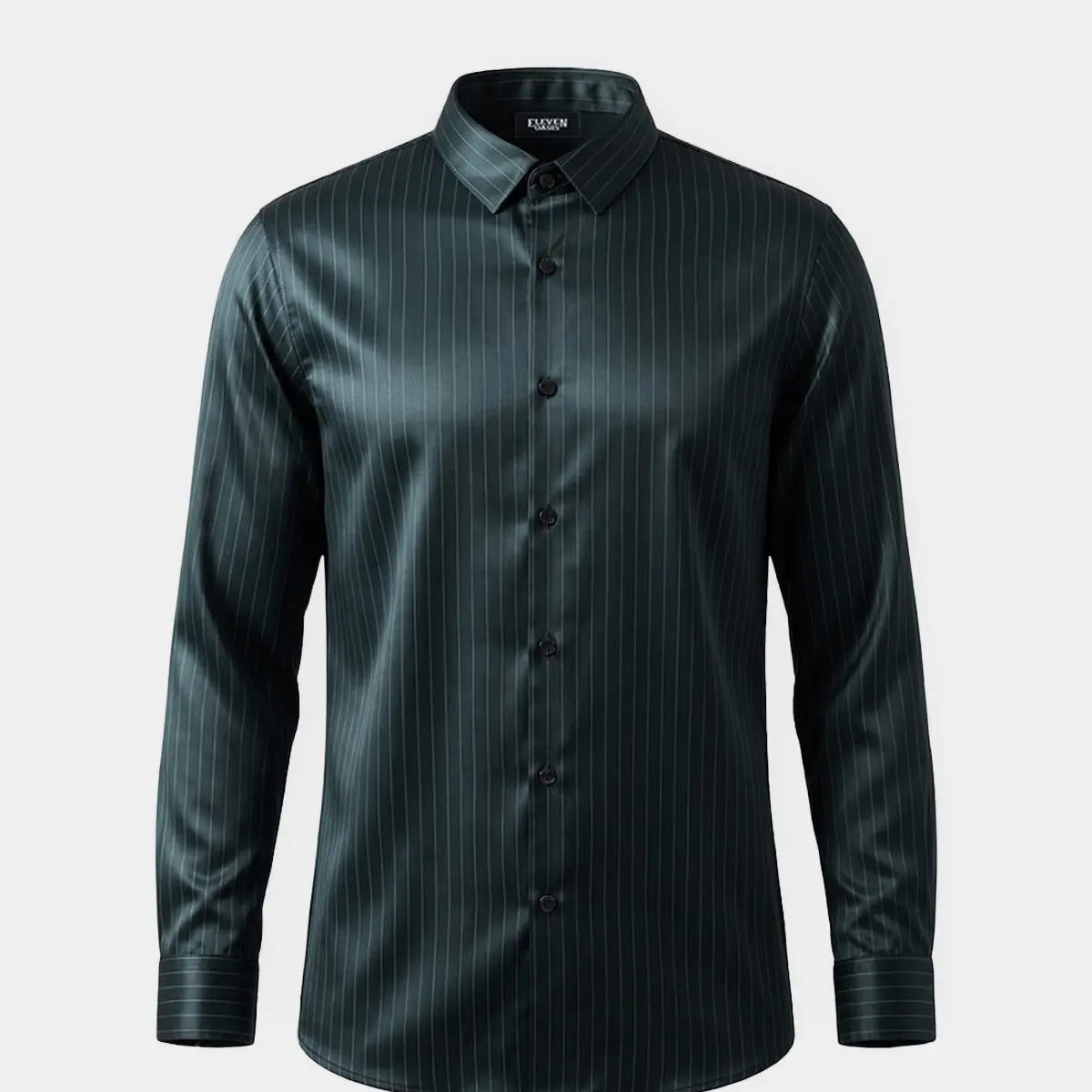 Men's Classic Pinstripe Stretch Slim Fit Long Sleeve Shirt Eleven Oasis