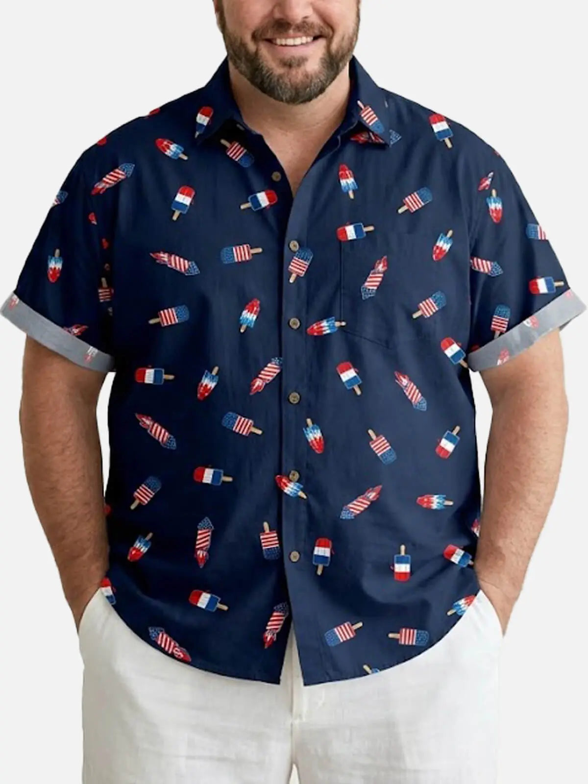 Tall Men's Patriotic Popsicle Short Sleeve Shirt Eleven Oasis
