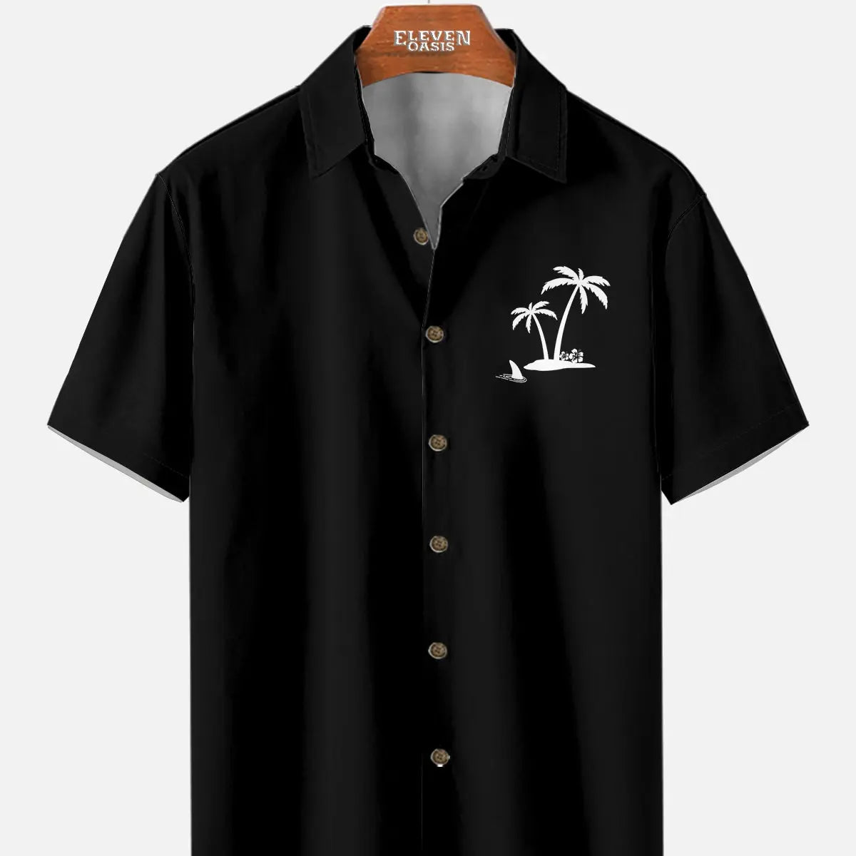 Men's Hawaiian Coconut Tree Oasis Short Sleeve Shirt ElevenOasis