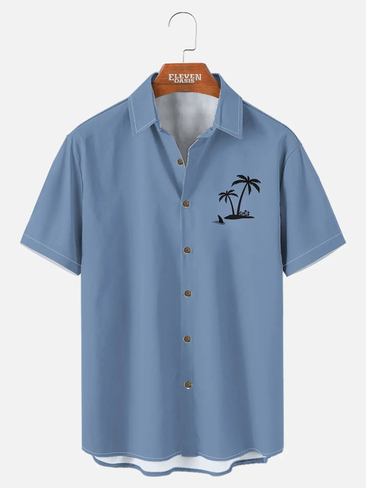 Men's Hawaiian Coconut Tree Oasis Short Sleeve Shirt ElevenOasis