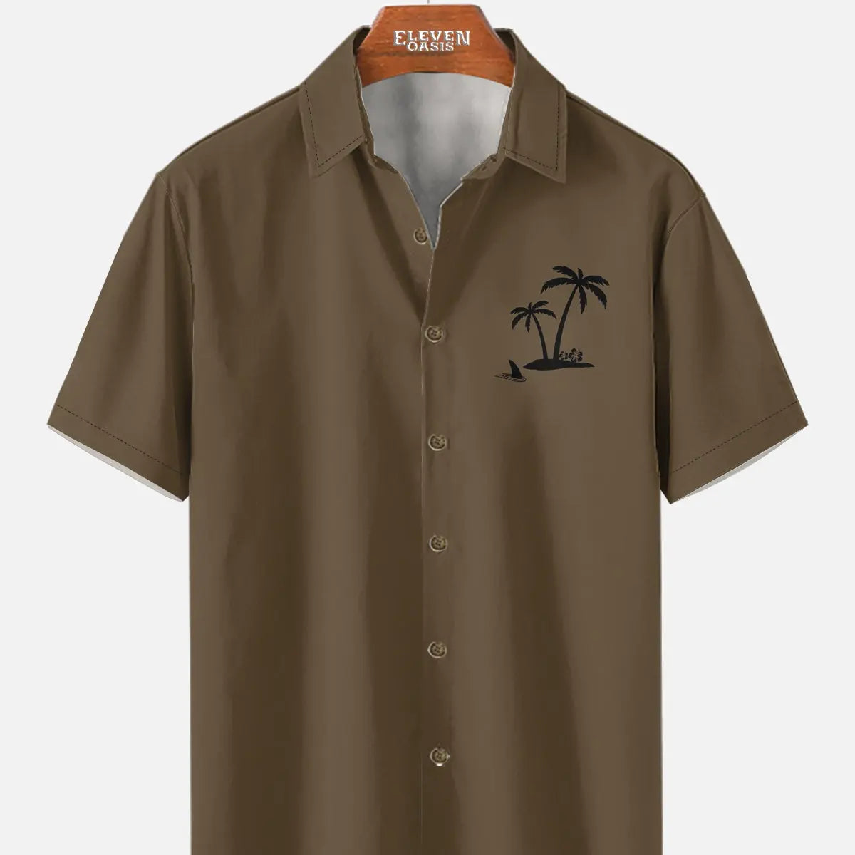 Men's Hawaiian Coconut Tree Oasis Short Sleeve Shirt ElevenOasis