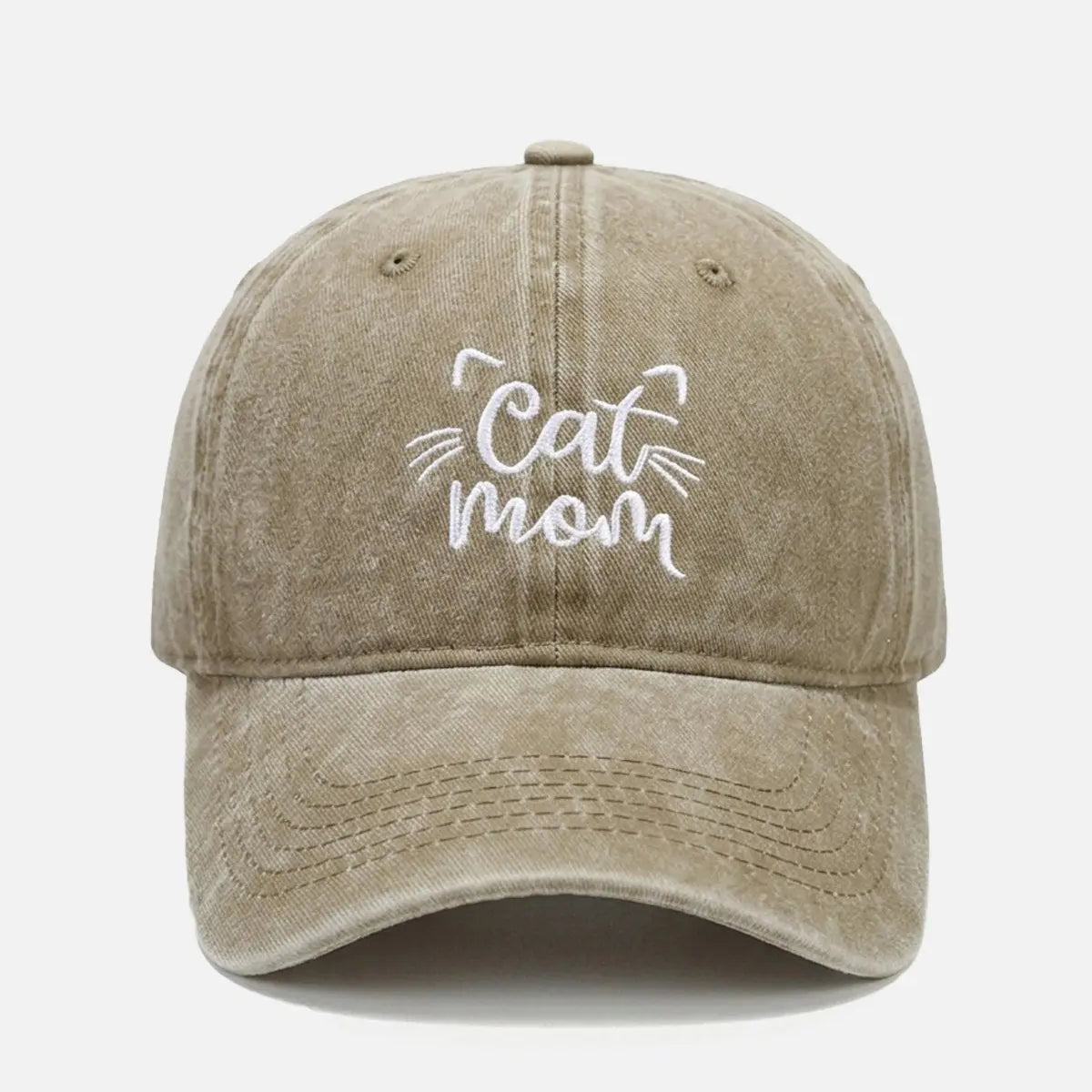 Cat Mom Washed Cotton Baseball Cap ElevenOasis