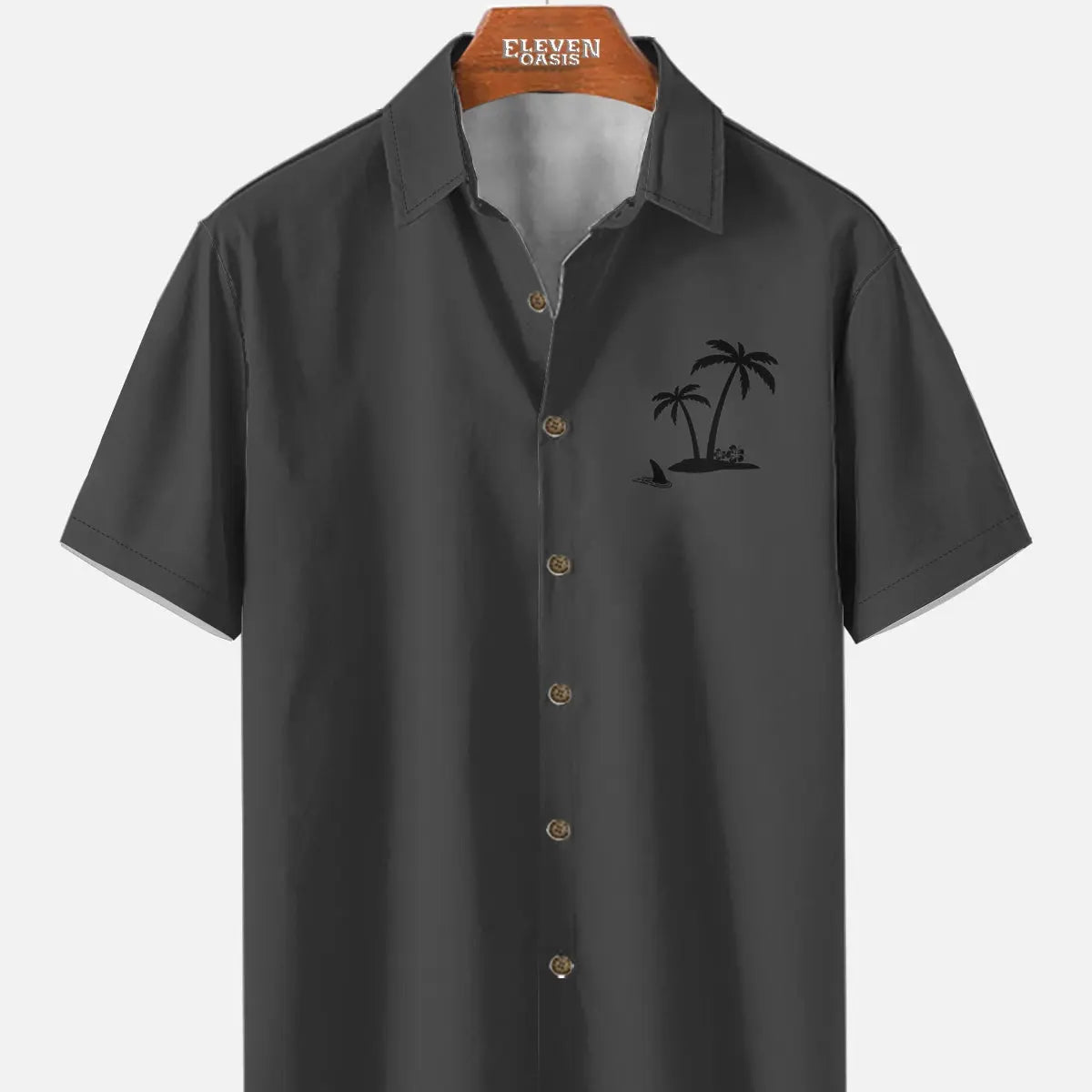 Men's Hawaiian Coconut Tree Oasis Short Sleeve Shirt ElevenOasis