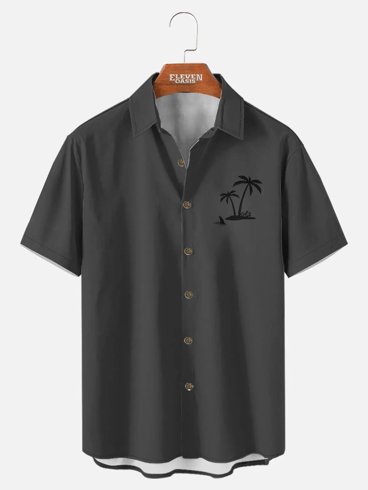 Men's Hawaiian Coconut Tree Oasis Short Sleeve Shirt ElevenOasis