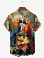 Men's Parrots in Floral Paradise Short Sleeve ShirtMens short sleeve shirts Big and tall Mens shirts Short sleeve shirts for men Mens 4xl shirts Casual short sleeve shirts