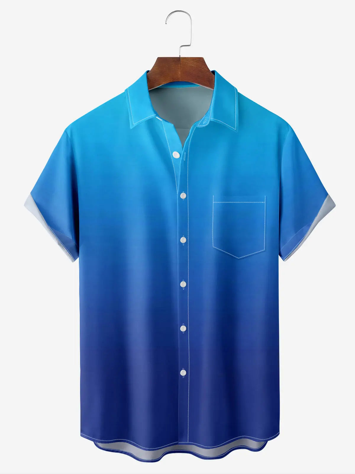 Men's Casual Everyday Blue Ombre Short Sleeve ShirtMens short sleeve shirts Big and tall Mens shirts Short sleeve shirts for men Mens 4xl shirts Casual short sleeve shirts