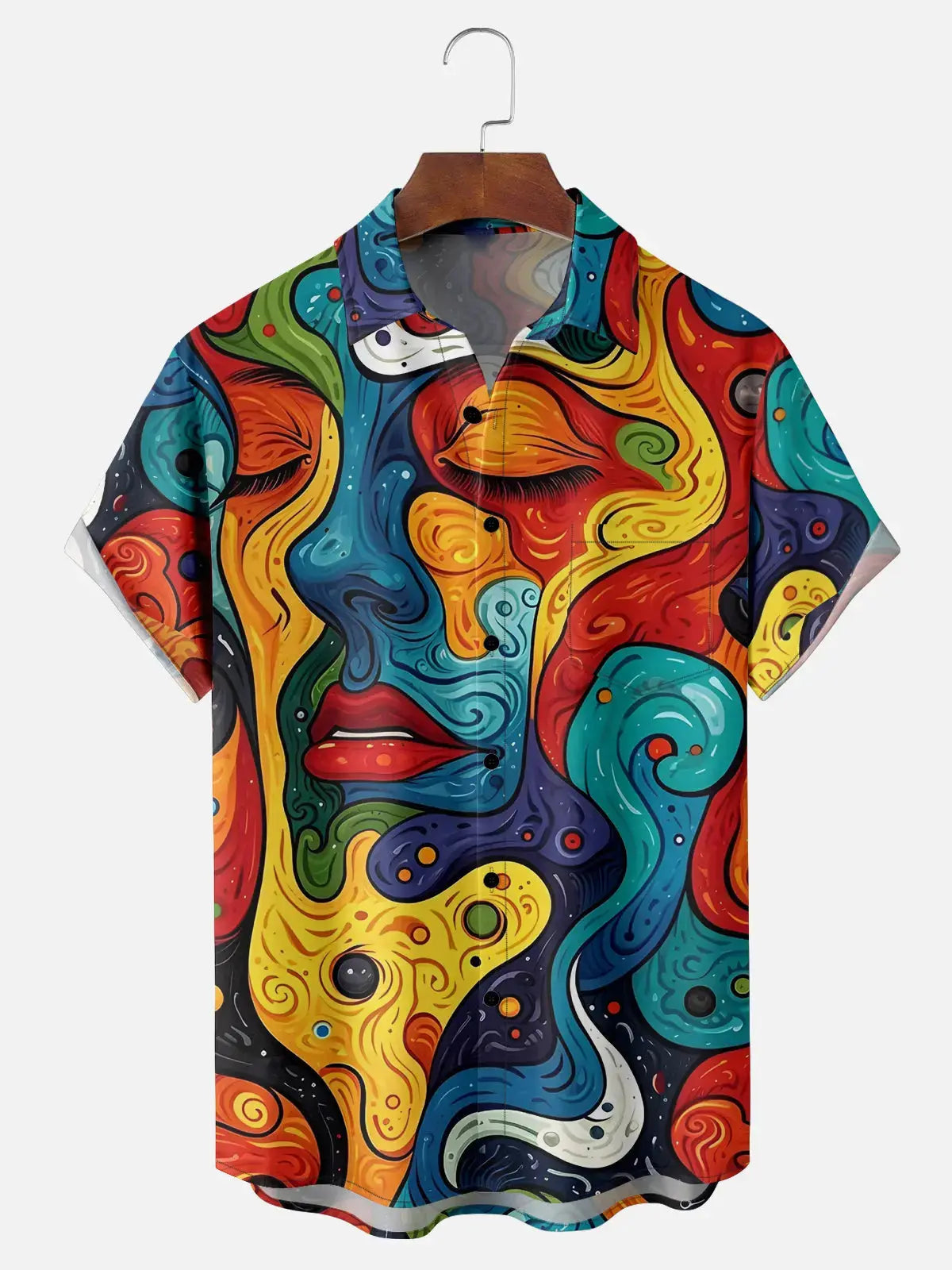 Men's Abstract Art Face Lips Short Sleeve ShirtMens short sleeve shirts Big and tall Mens shirts Short sleeve shirts for men Mens 4xl shirts Casual short sleeve shirts