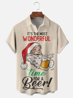 It's The Most Wonderful Time For A Beer Santa Short Sleeve Shirt, mens short sleeve shirts??¡ìo?big and tall mens shirts??¡ìo?short sleeve shirts for men??¡ìo?mens 4xl shirts??¡ìo?casual short sleeve shirts