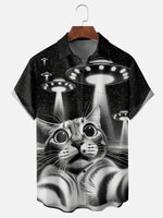 Men's Cat Abducted by Aliens Short Sleeve ShirtMens short sleeve shirts Big and tall Mens shirts Short sleeve shirts for men Mens 4xl shirts Casual short sleeve shirts