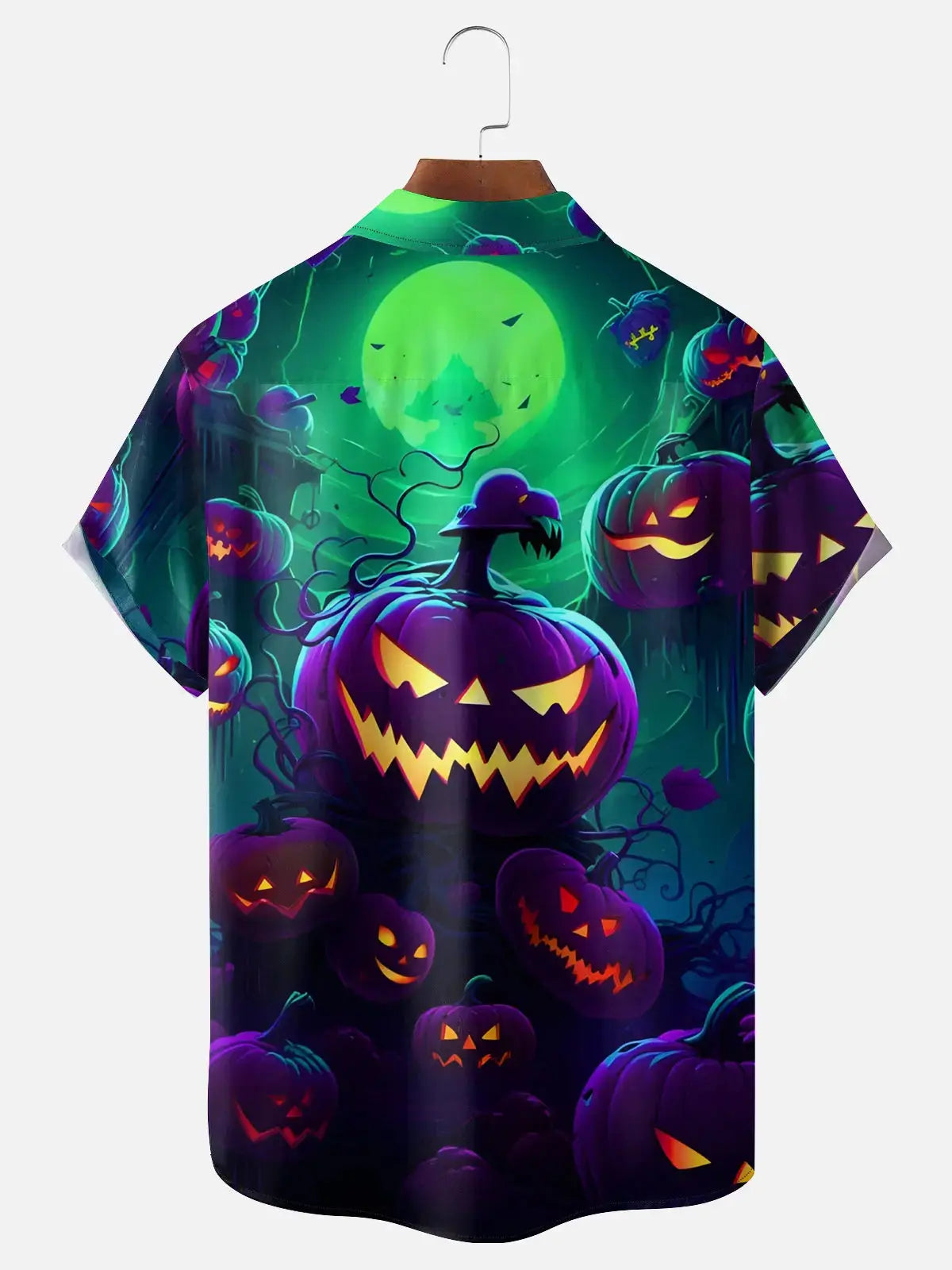Tall Men's Haunted Pumpkin Short Sleeve Shirt ElevenOasis
