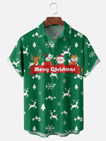 Merry Christmas From Cute Santa Reindeer Snowman and Fox Short Sleeve Shirt, mens short sleeve shirts??¡ìo?big and tall mens shirts??¡ìo?short sleeve shirts for men??¡ìo?mens 4xl shirts??¡ìo?casual short sleeve shirts