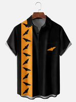 Men's Halloween Bats Striped Bowling Short Sleeve ShirtMens short sleeve shirts Big and tall Mens shirts Short sleeve shirts for men Mens 4xl shirts Casual short sleeve shirts