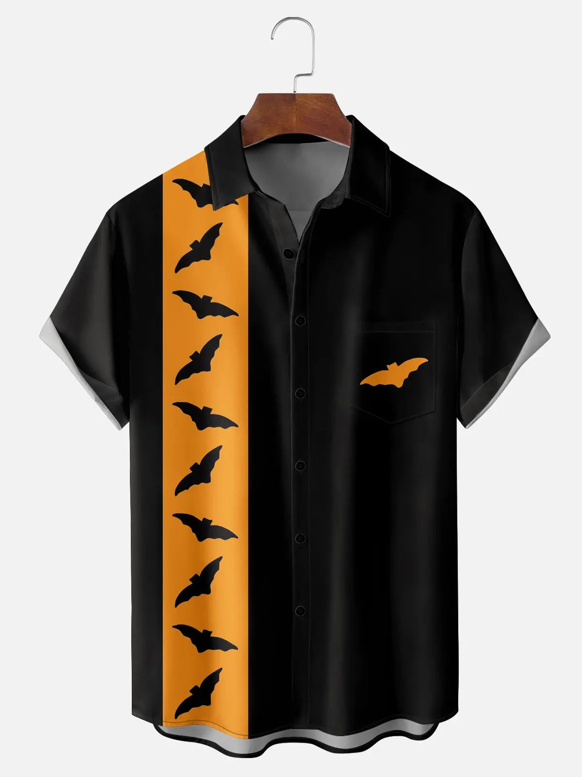 Men's Halloween Bats Striped Bowling Short Sleeve ShirtMens short sleeve shirts Big and tall Mens shirts Short sleeve shirts for men Mens 4xl shirts Casual short sleeve shirts