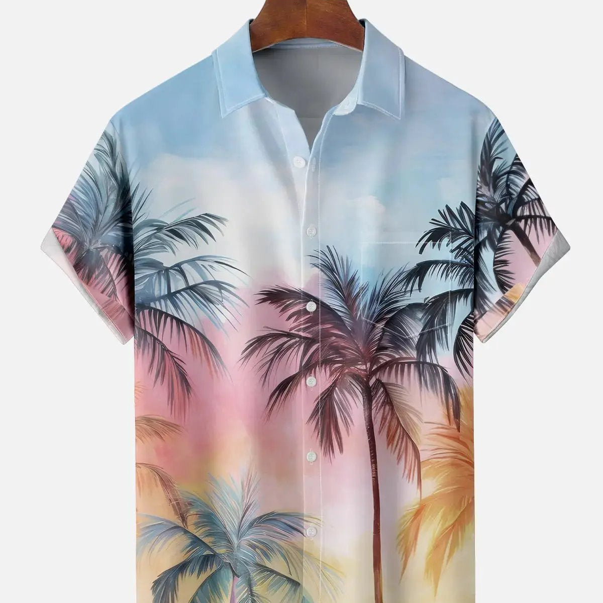 Men's Dusk and Dawn Sky with Palm Trees Short Sleeve ShirtMens short sleeve shirts Big and tall Mens shirts Short sleeve shirts for men Mens 4xl shirts Casual short sleeve shirts