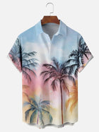 Men's Dusk and Dawn Sky with Palm Trees Short Sleeve Shirt