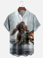 Men's Ape Riding a Crocodile Short Sleeve ShirtMens short sleeve shirts Big and tall Mens shirts Short sleeve shirts for men Mens 4xl shirts Casual short sleeve shirts