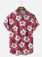 Men's Hawaiian Floral Hibiscus All Over Print Short Sleeve Shirt ElevenOasis