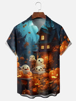 Men's Halloween Pumpkins and Cute Ghosts Short Sleeve ShirtMens short sleeve shirts Big and tall Mens shirts Short sleeve shirts for men Mens 4xl shirts Casual short sleeve shirts