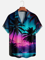 Men's Neon Sky Palm Tree Short Sleeve ShirtMens short sleeve shirts Big and tall Mens shirts Short sleeve shirts for men Mens 4xl shirts Casual short sleeve shirts
