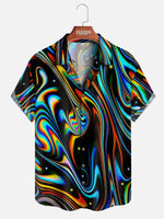 Men's Psychedelic Colorful Swirls Short Sleeve Shirt ElevenOasis