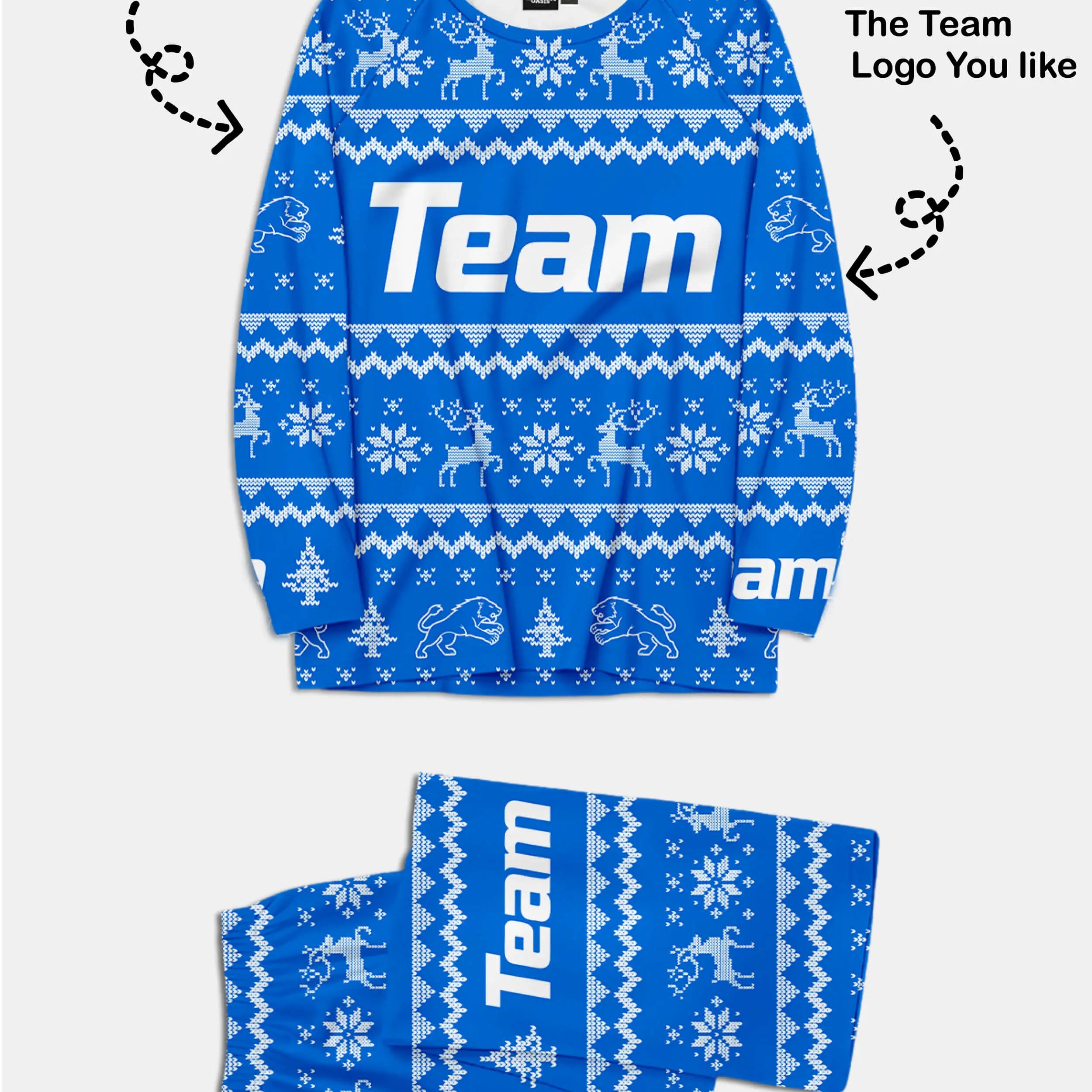 Custom American Football Team Pajama Set - Honolulu Blue Eleven Oasis