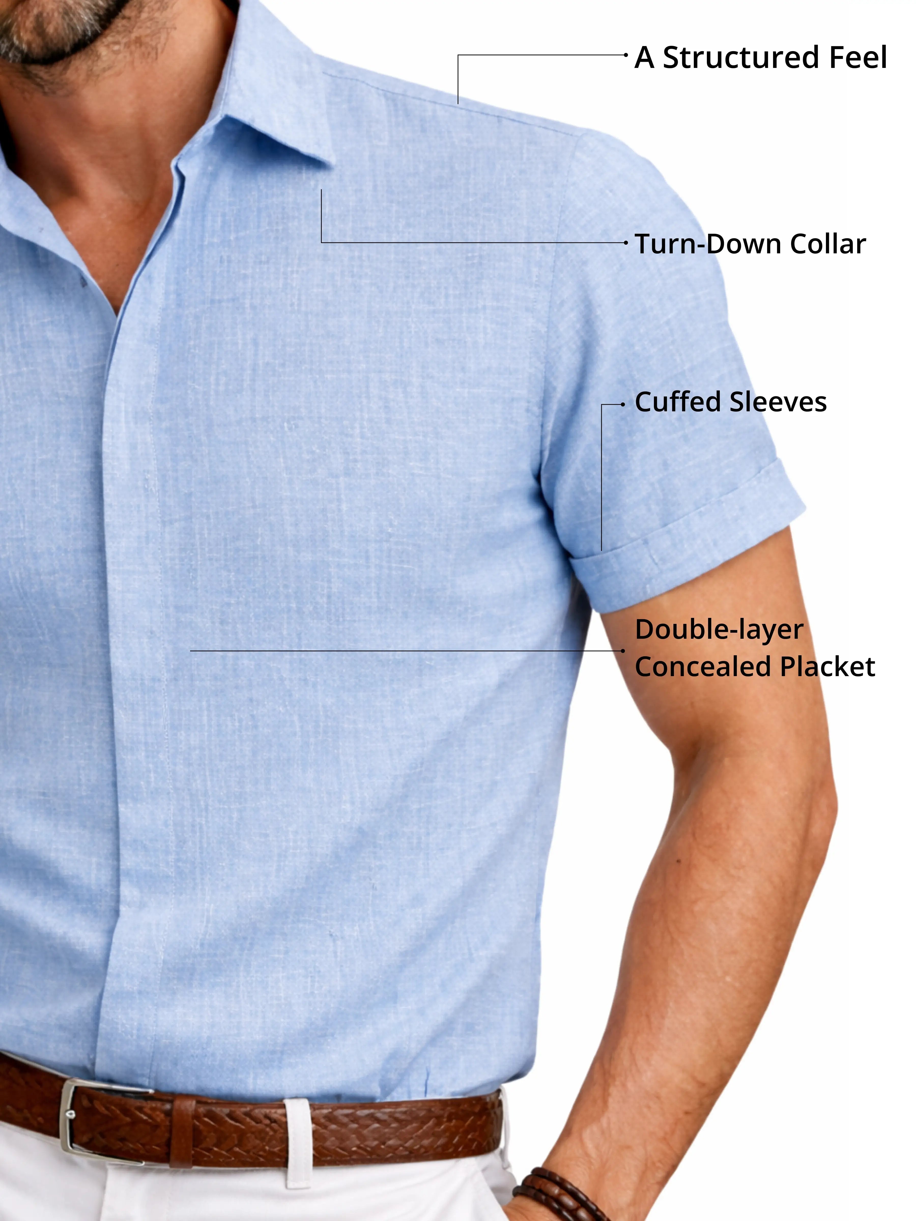 Men's Linen Cotton Blend Short Sleeve Shirt ElevenOasis