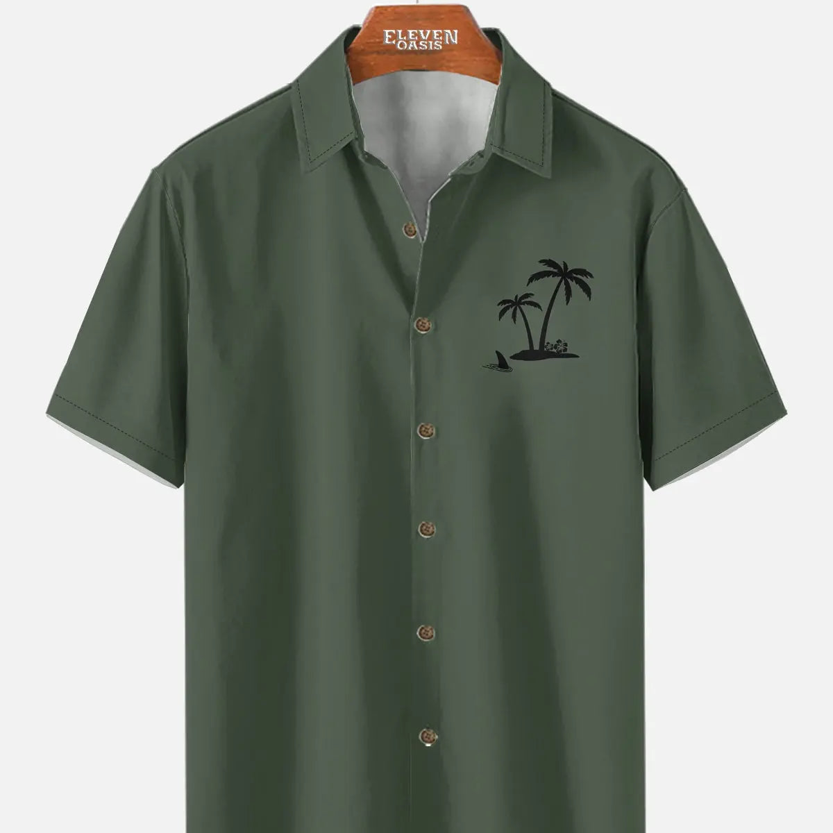 Men's Hawaiian Coconut Tree Oasis Short Sleeve Shirt ElevenOasis