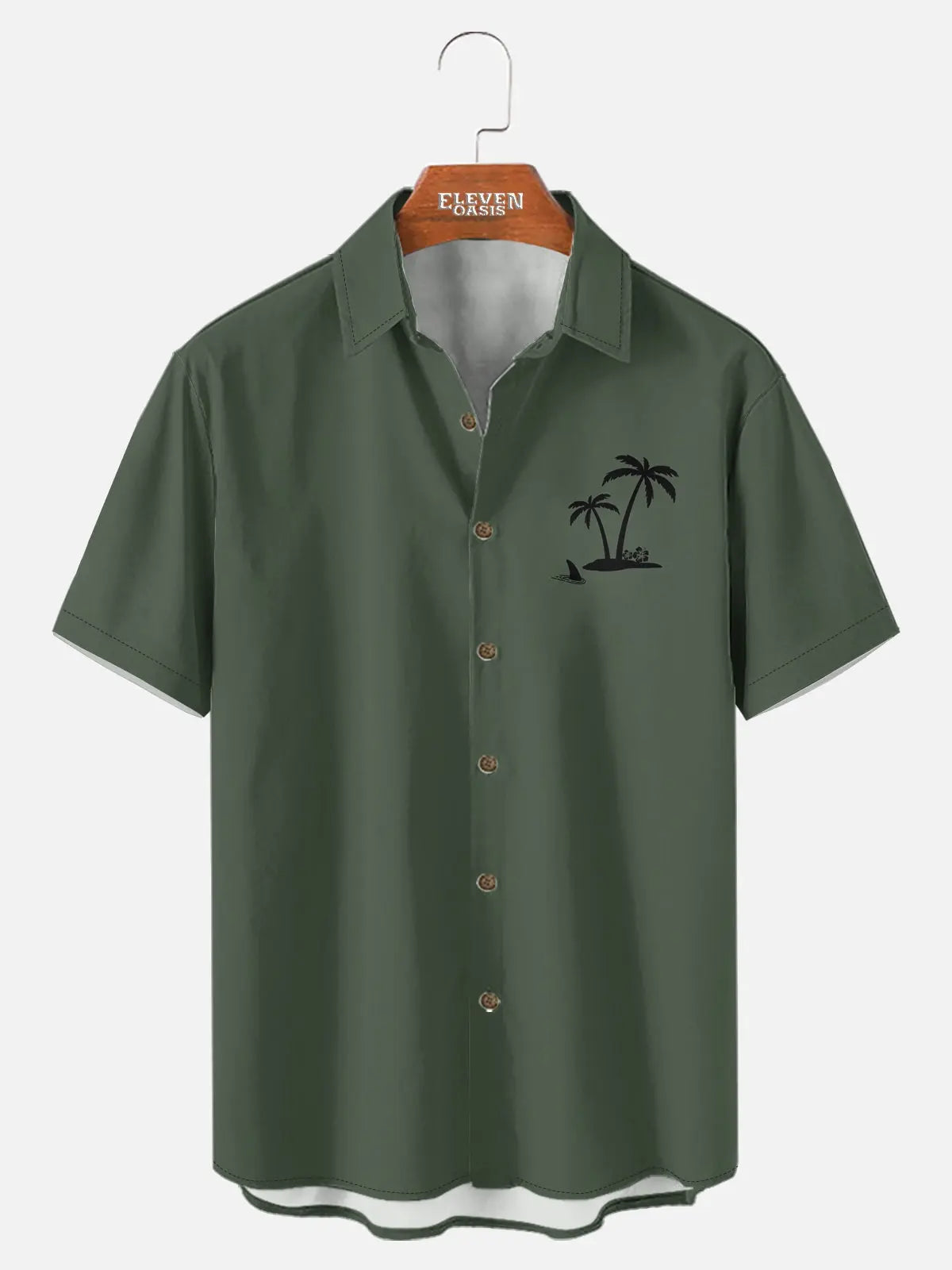 Men's Hawaiian Coconut Tree Oasis Short Sleeve Shirt ElevenOasis