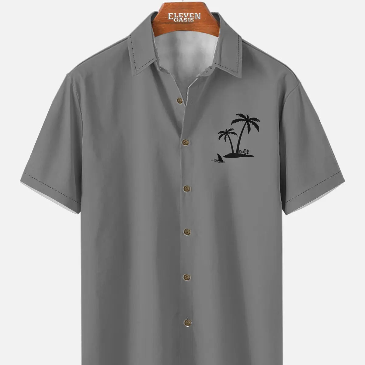 Men's Hawaiian Coconut Tree Oasis Short Sleeve Shirt ElevenOasis