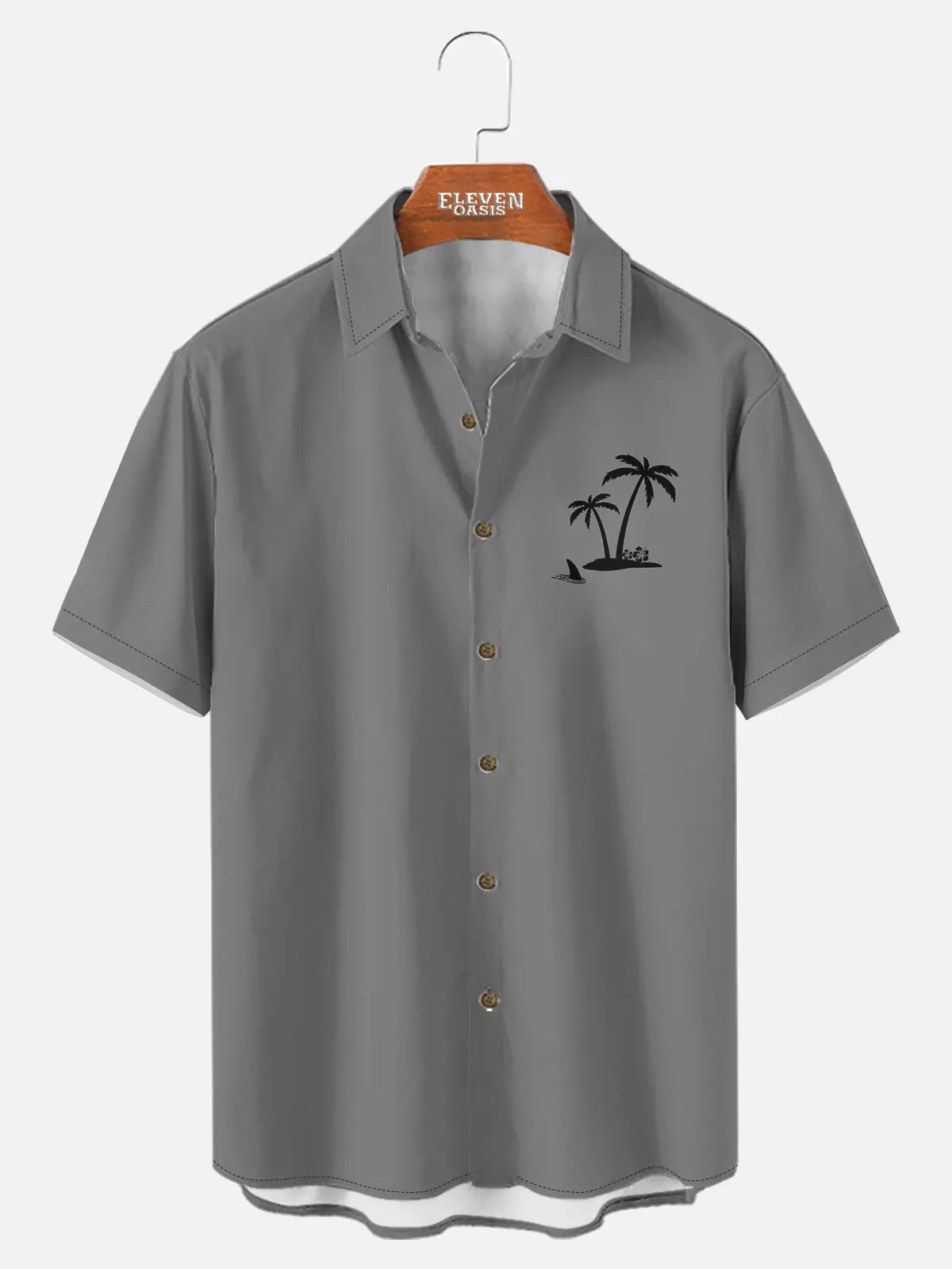 Men's Hawaiian Coconut Tree Oasis Short Sleeve Shirt ElevenOasis