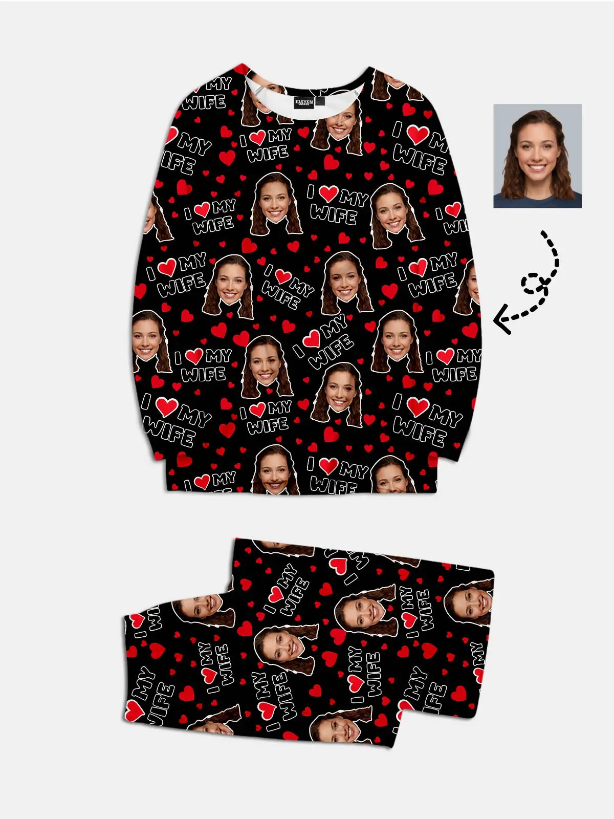 Custom Couples Pajama Set - I Heart My Wife / I Heart My Hubby (Sold individually) ElevenOasis