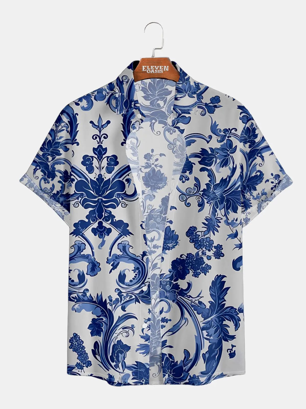 Men's Floral Printed Button Up Casual Short Sleeve Shirt ElevenOasis