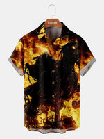 Men's Flaming Rider Halloween Short Sleeve Shirt Eleven Oasis