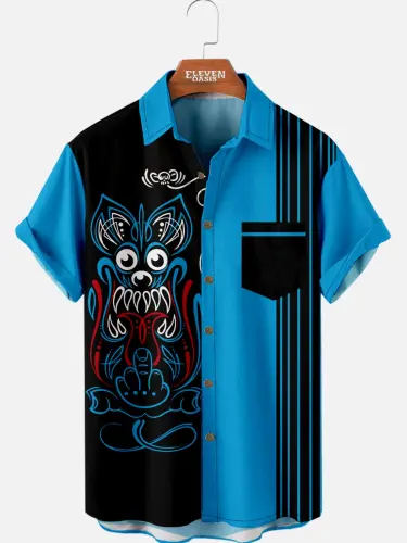 Men's Automotive Stripe Short Sleeve Pocket Shirt ElevenOasis