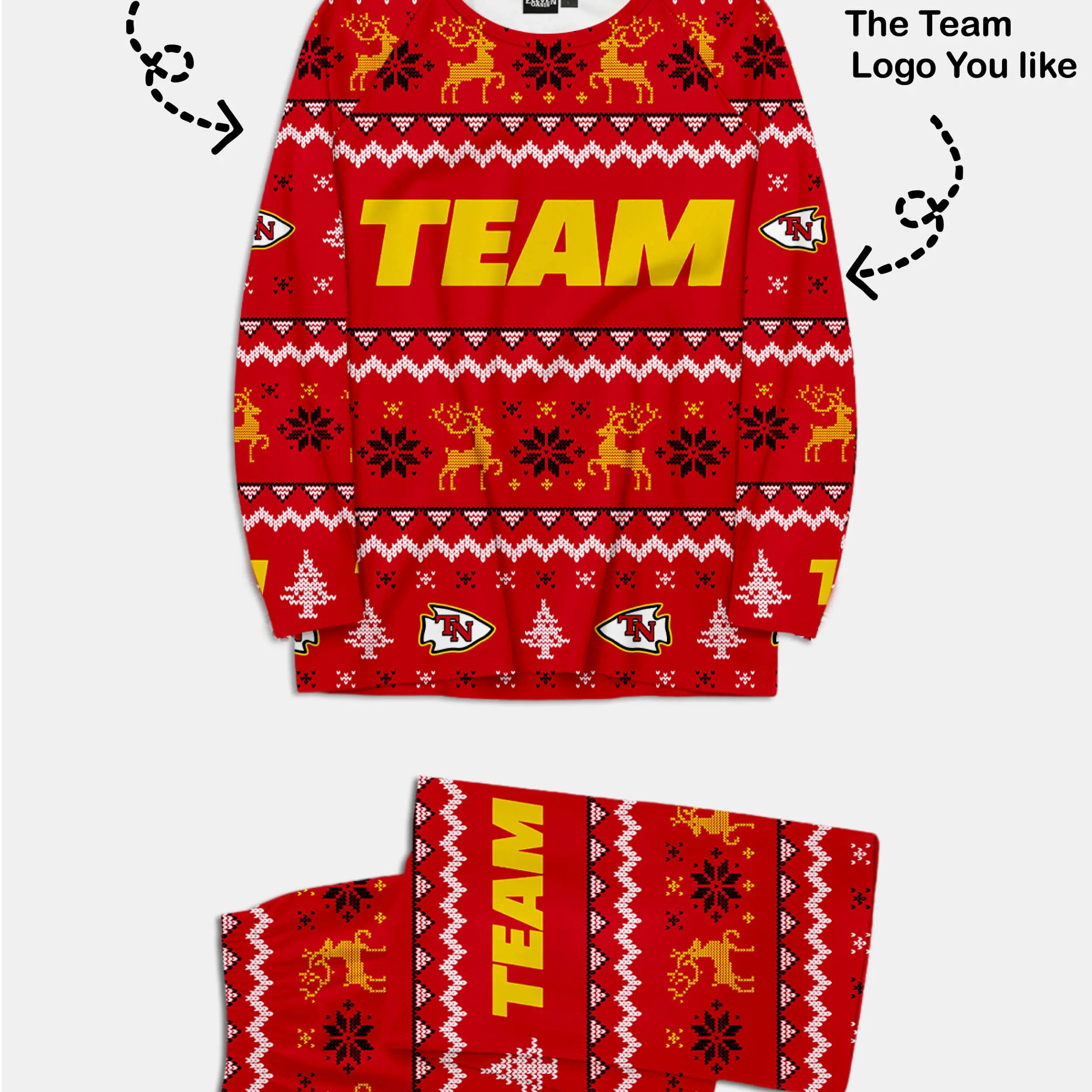 Custom American Football Team Pajama Set - Game Day Red Eleven Oasis